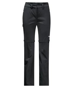 Remise 🥰 Randonnee Pedestre Femme Jack Wolfskin Pantalon Imperméable À Fermeture Éclair Femme Jack Wolfskin Overland Away NOIR ❤️