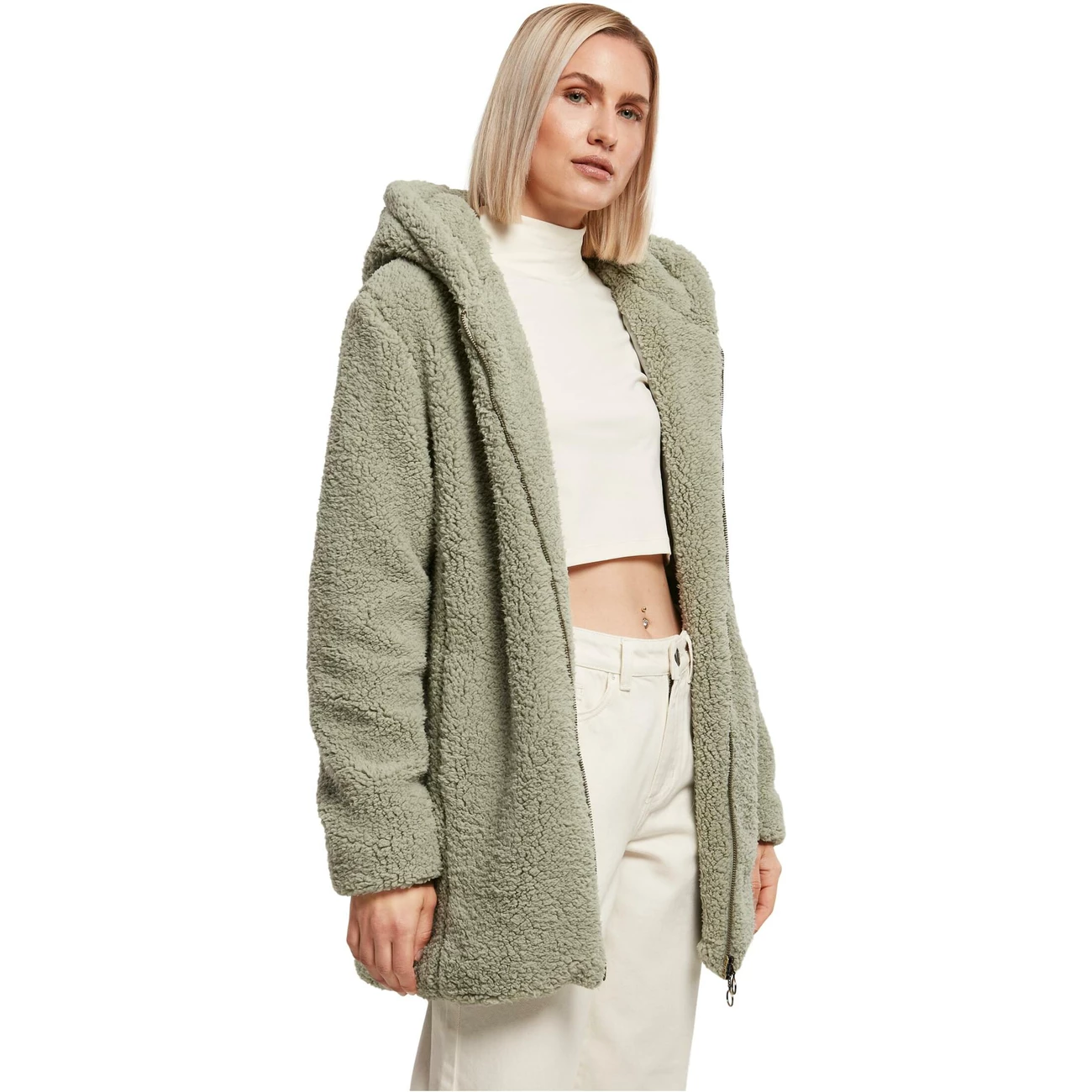 De gros 😀 Mode- Lifestyle Femme Urban Classics Polaire À Capuche Femme Urban Classics Sherpa VERT 🌟 4 De gros 😀 Mode- Lifestyle Femme Urban Classics Polaire À Capuche Femme Urban Classics Sherpa VERT 🌟 – Image 2