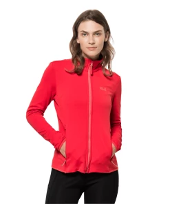 Meilleure vente 🎉 Randonnee Pedestre Femme Jack Wolfskin Polaire Femme Jack Wolfskin Peak Grid ROUGE ❤️